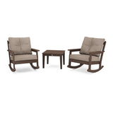Vineyard deep seating rocking chair with cushions – mahogany/dune burlap   Newport 22” end table mahogany