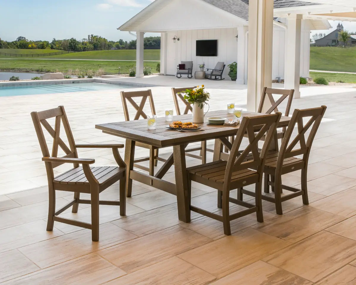 Braxton 7-Piece Rustic Farmhouse Dining Set in Vintage Finish