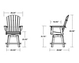 Nautical Curveback Adirondack Counter chairs with connecting table - Sand